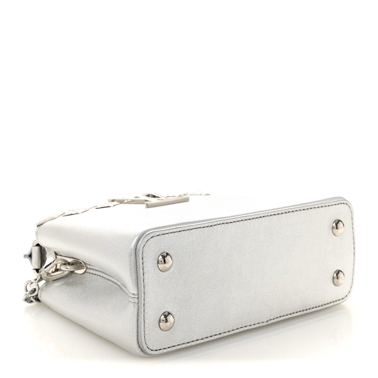 Lambskin Strass Mini Capucines  Silver