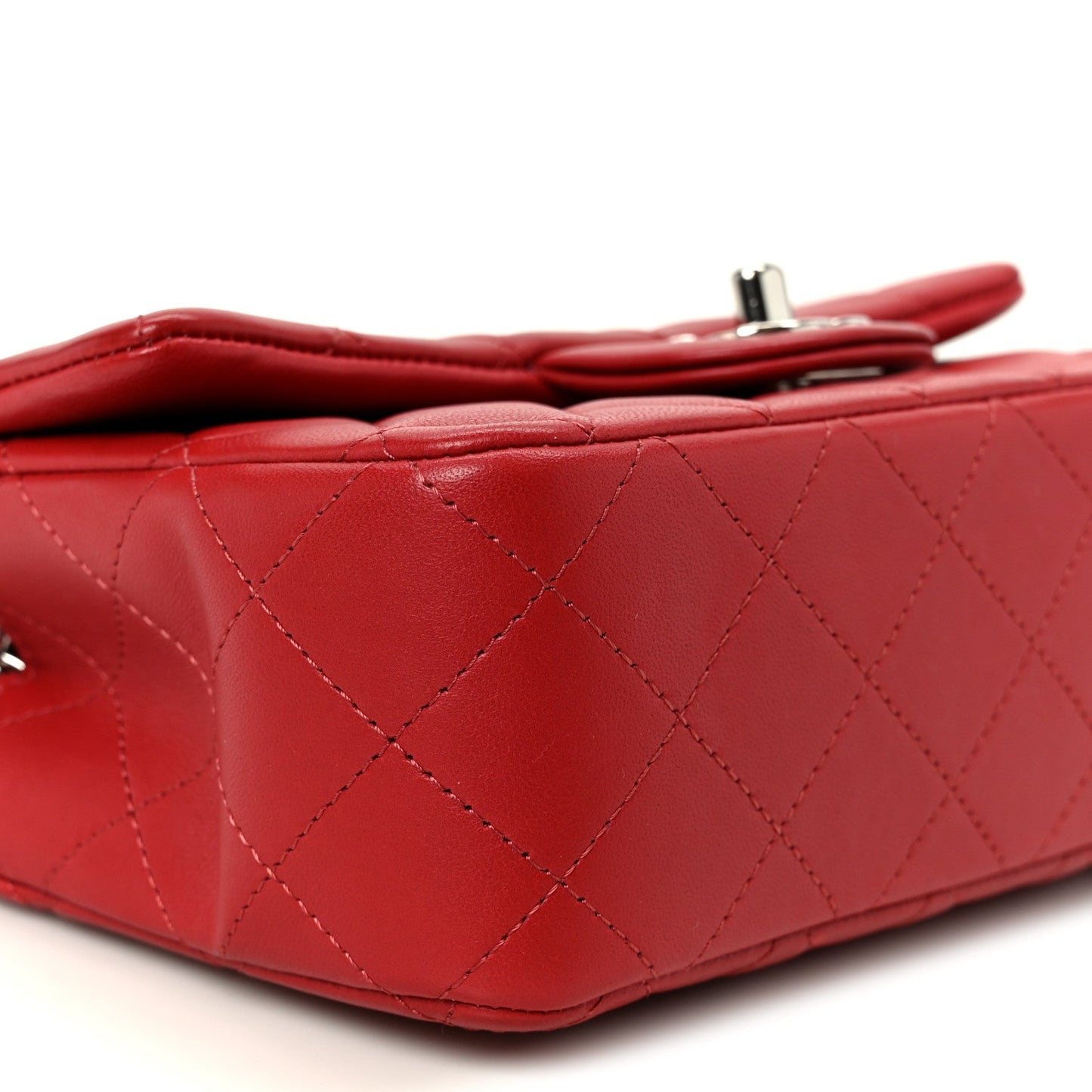 Lambskin Quilted Mini Rectangular Flap Dark Red