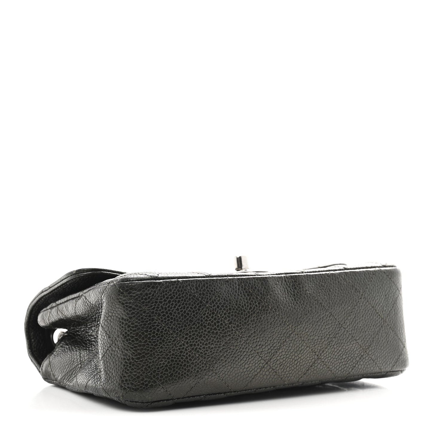 Metallic Caviar Quilted Mini Rectangular Flap Dark Grey