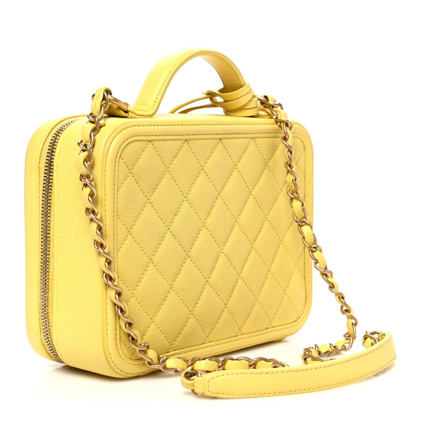 Caviar Quilted Medium CC Filigree Vanity Case Yellow