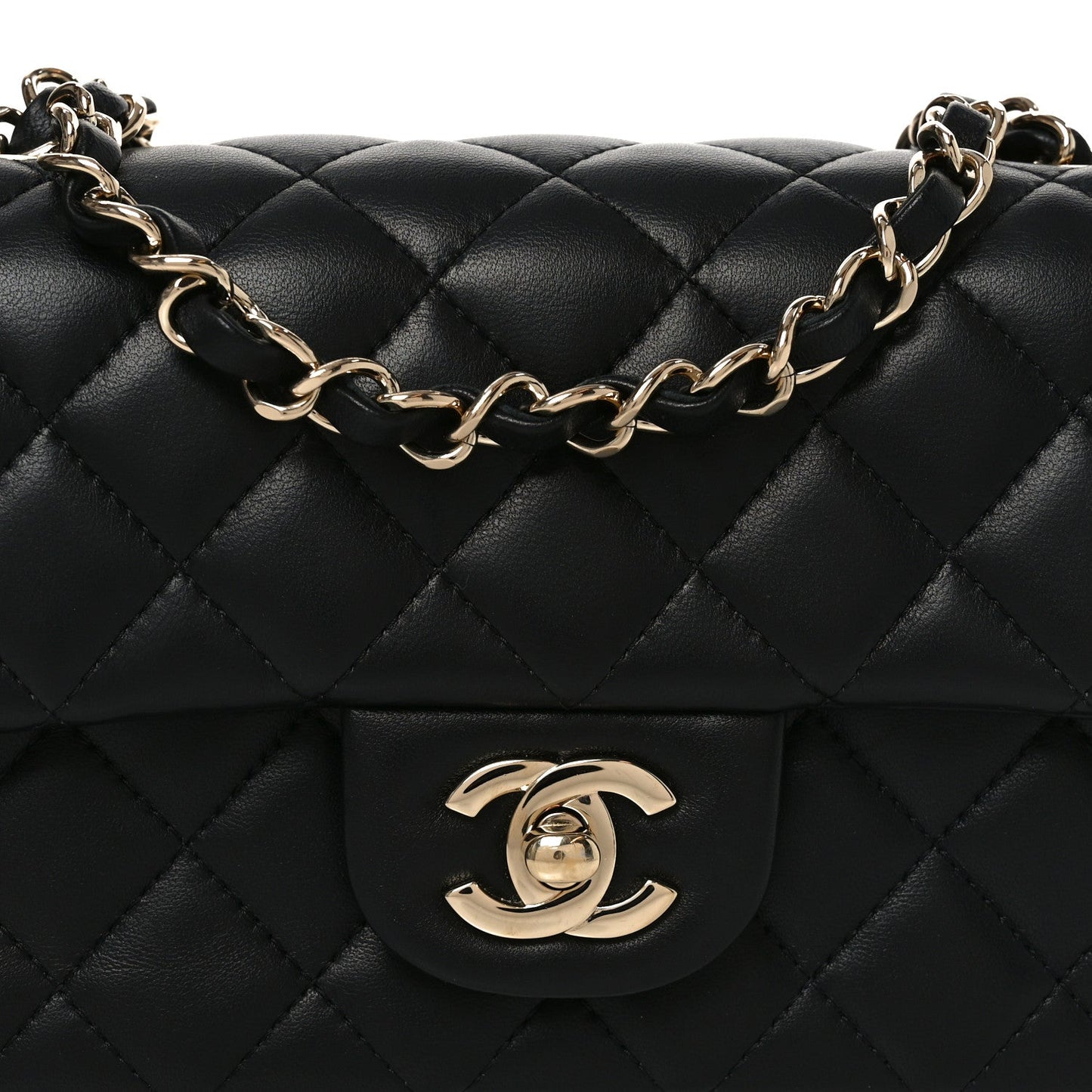 Lambskin Quilted Mini Rectangular Flap Black