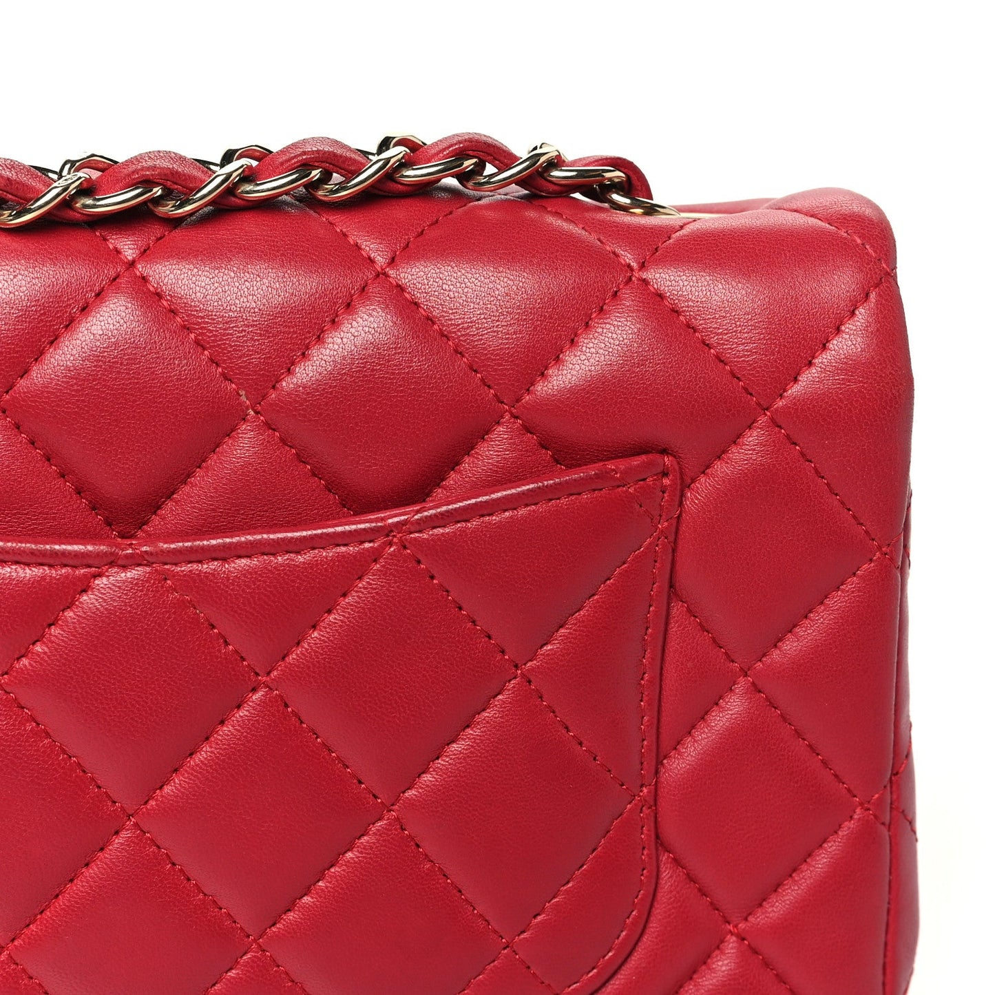 Lambskin Quilted Mini Rectangular Flap Dark Pink