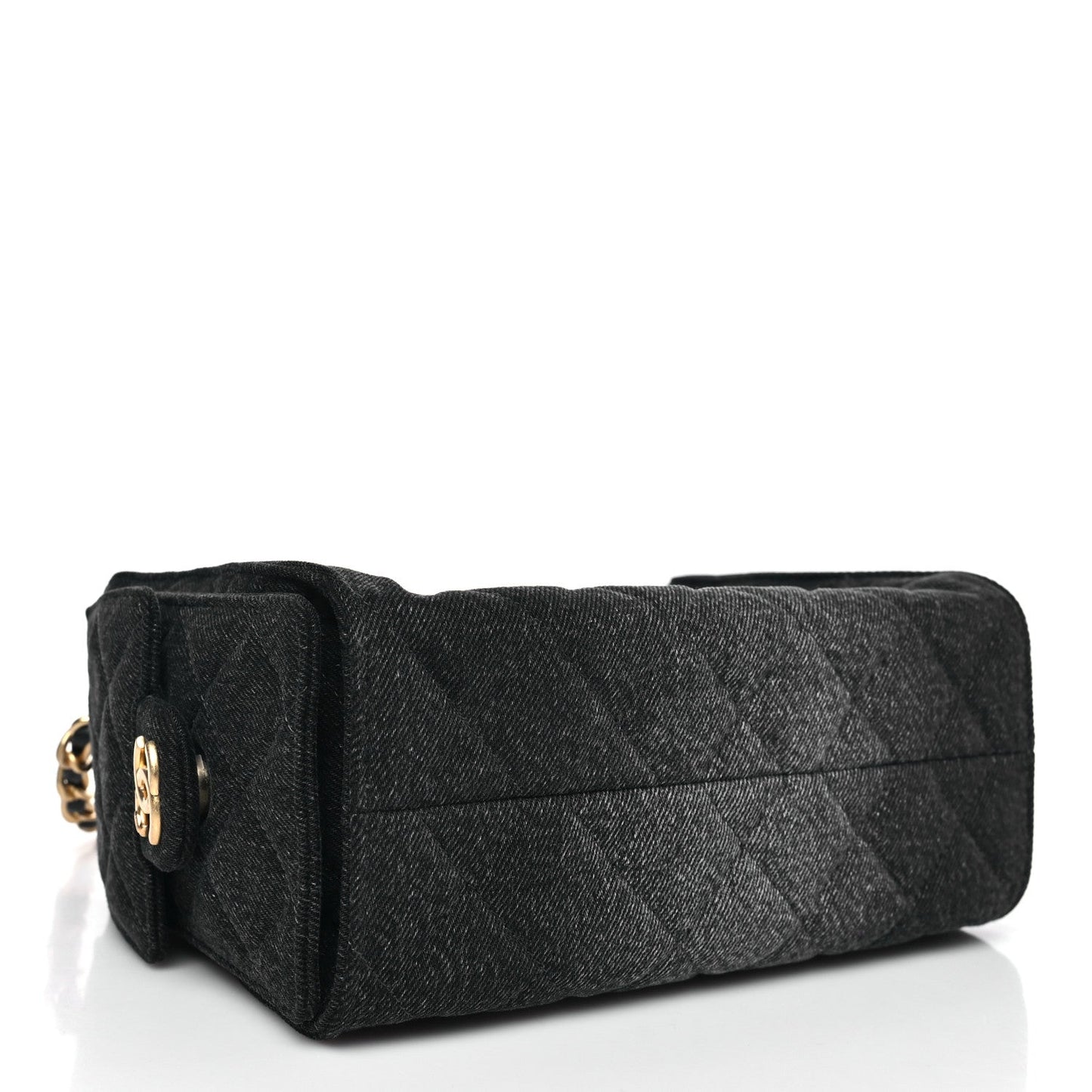 Washed Denim Quilted Mini Chanel 25 Handbag Black