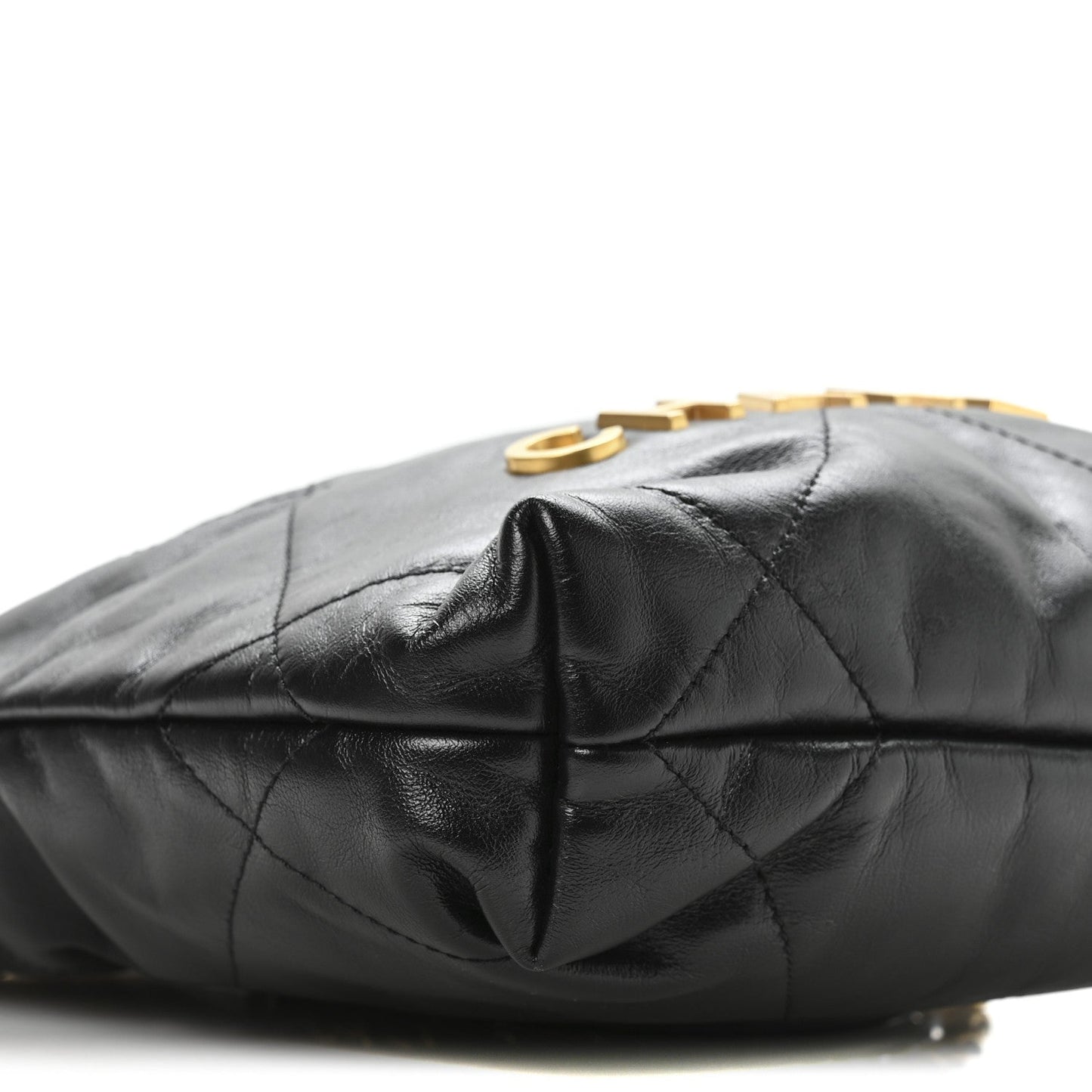 Shiny Calfskin Quilted Mini Chanel 22 Black