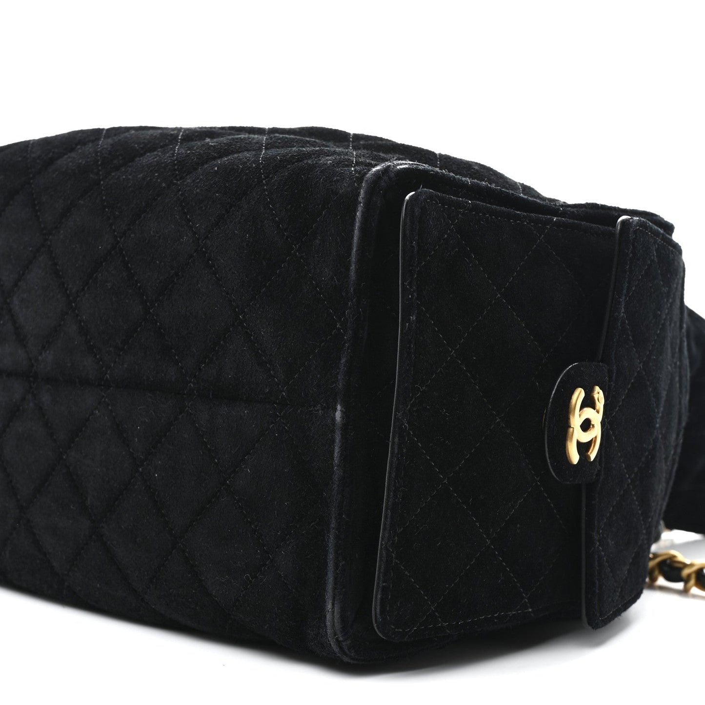 Suede Quilted Medium Chanel 25 Handbag Black