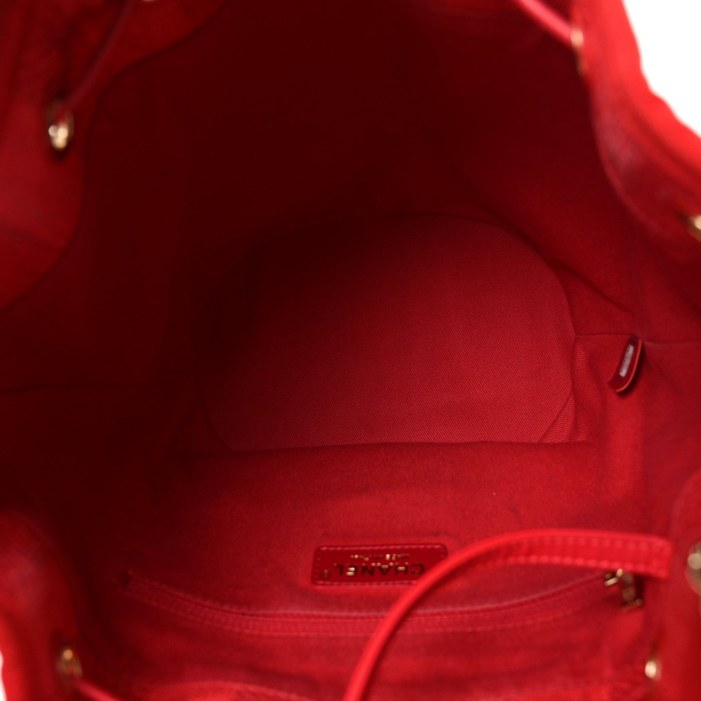 Mixed Fibers Striped Deauville Drawstring Bag Red