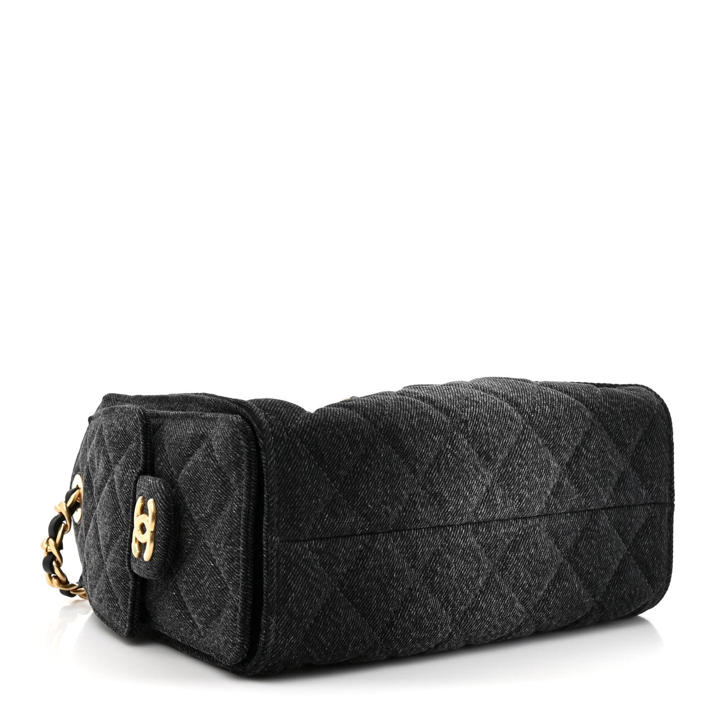 Washed Denim Quilted Mini Chanel 25 Handbag Black