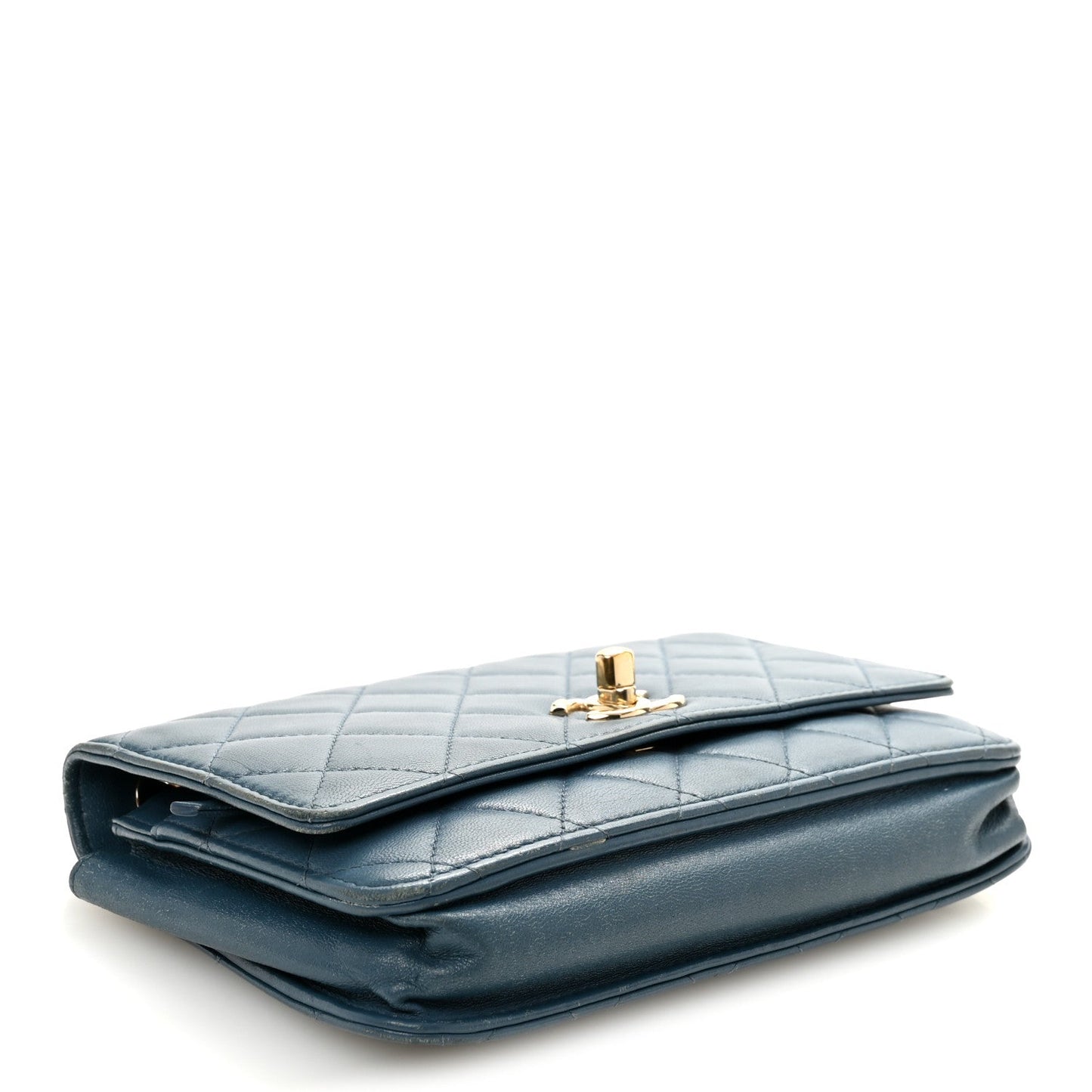 Lambskin Quilted Trendy CC Wallet On Chain WOC Blue