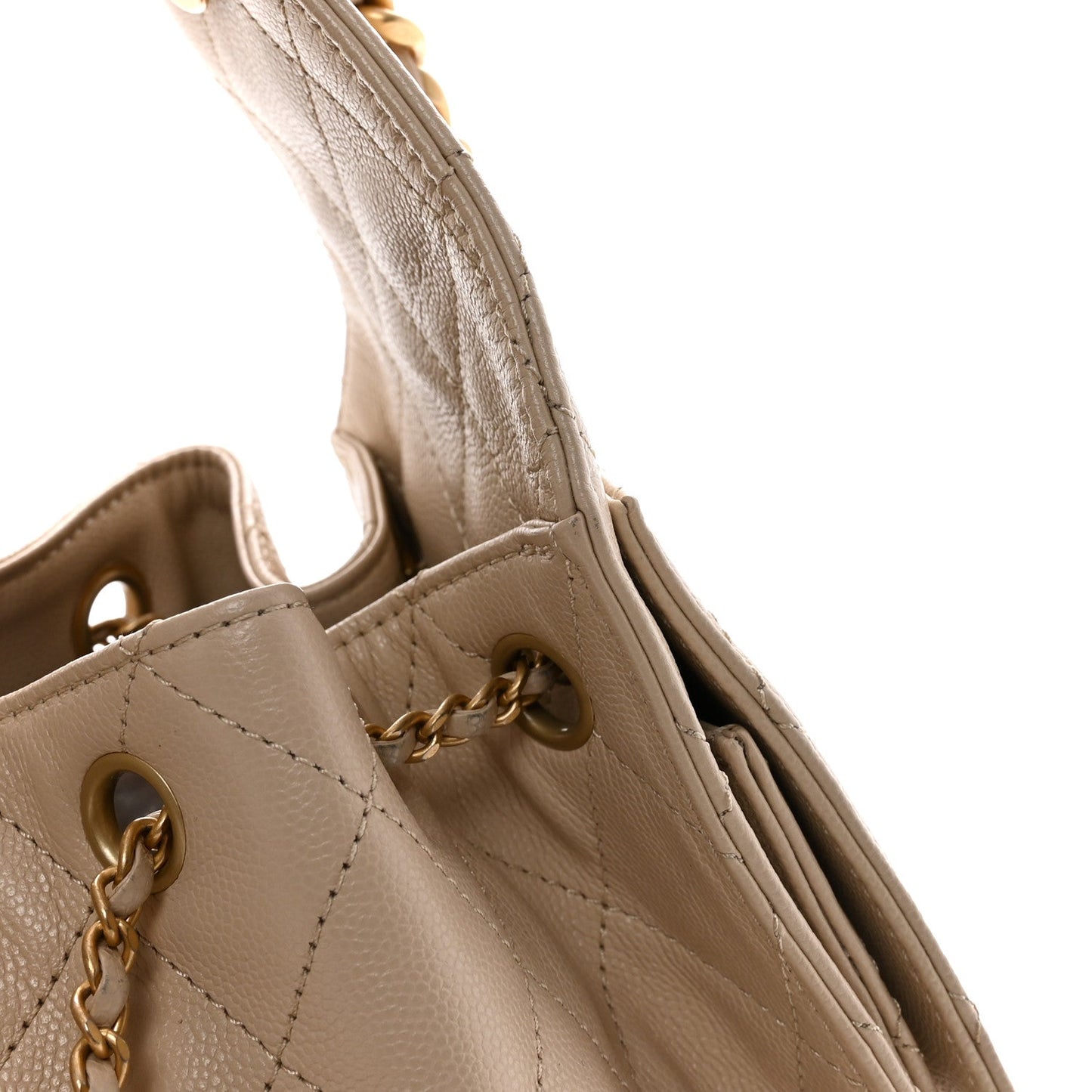 Caviar Quilted Small Chanel 25 Handbag Beige