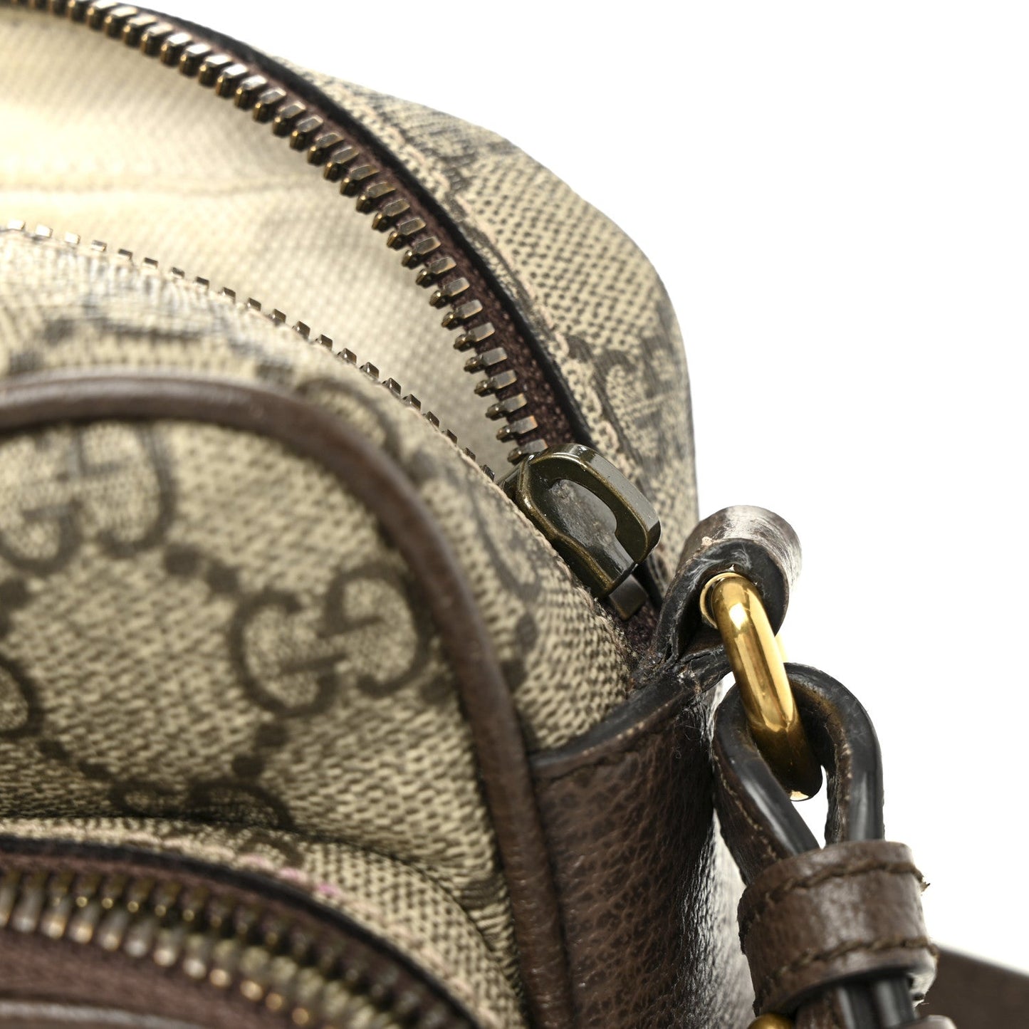 GG Supreme Monogram Textured Dollar Calfskin Web Small Ophidia Convertible Shoulder Bag Beige Ebony New Acero