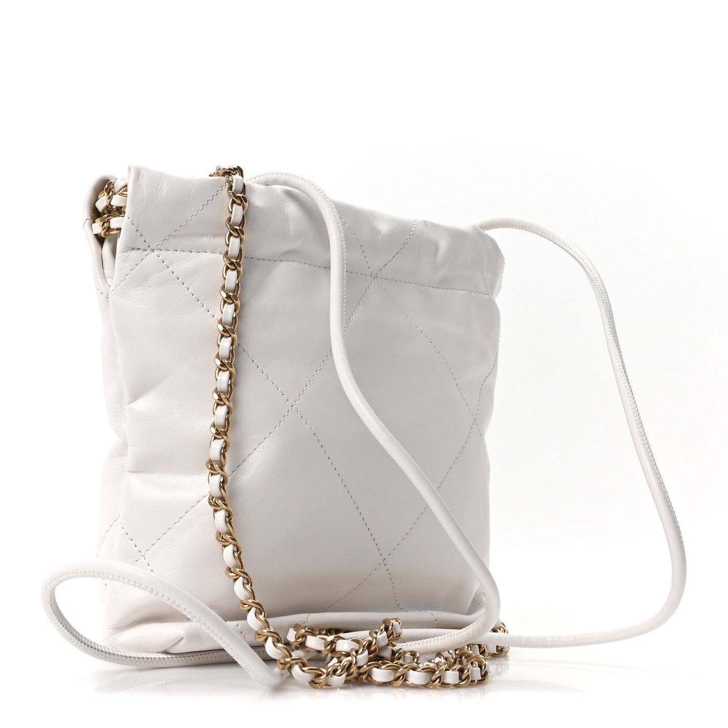 Shiny Calfskin Quilted Mini Chanel 22 White Black