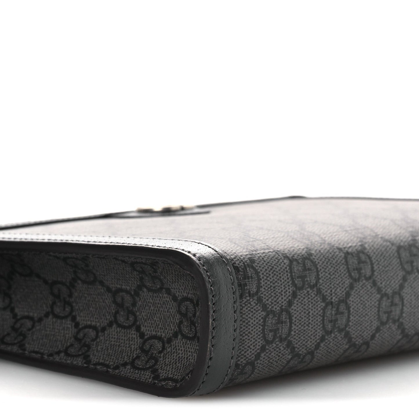GG Supreme Monogram Textured Dollar Calfskin Web Small Ophidia Shoulder Bag Grey Black Graphite Grey