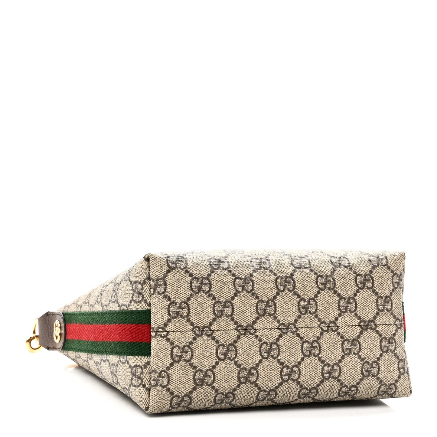 GG Supreme Monogram Textured Calfskin Web Super Mini Ophidia Shoulder Bag Beige Ebony New Acero