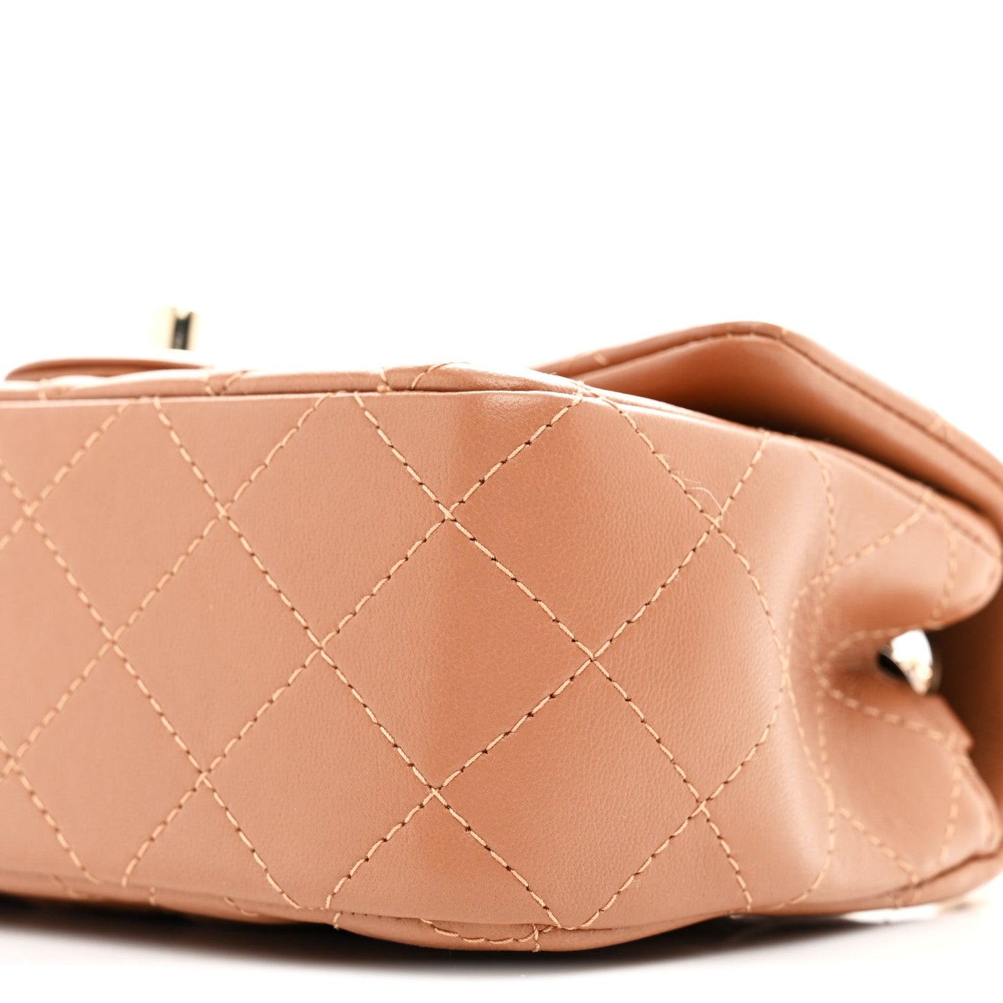 Lambskin Quilted Mini Rectangular Flap Brown