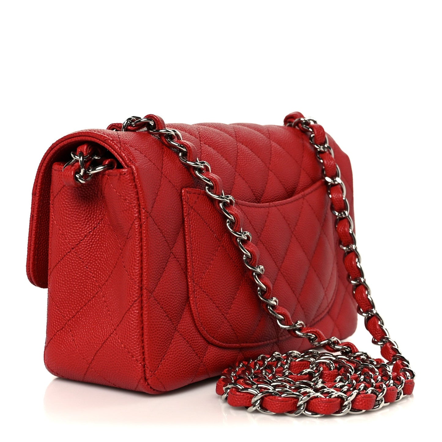 Caviar Quilted Mini Rectangular Flap Red