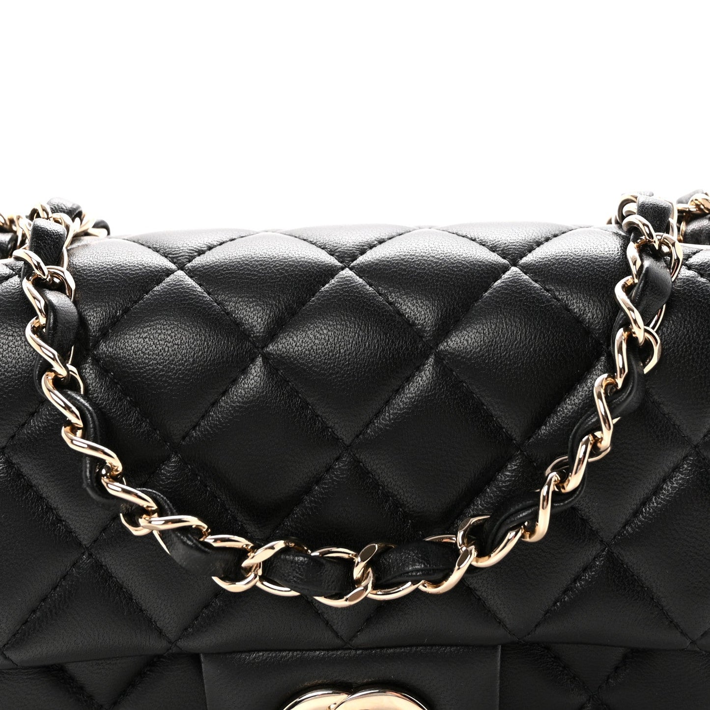 Lambskin Quilted Mini Rectangular Flap Black