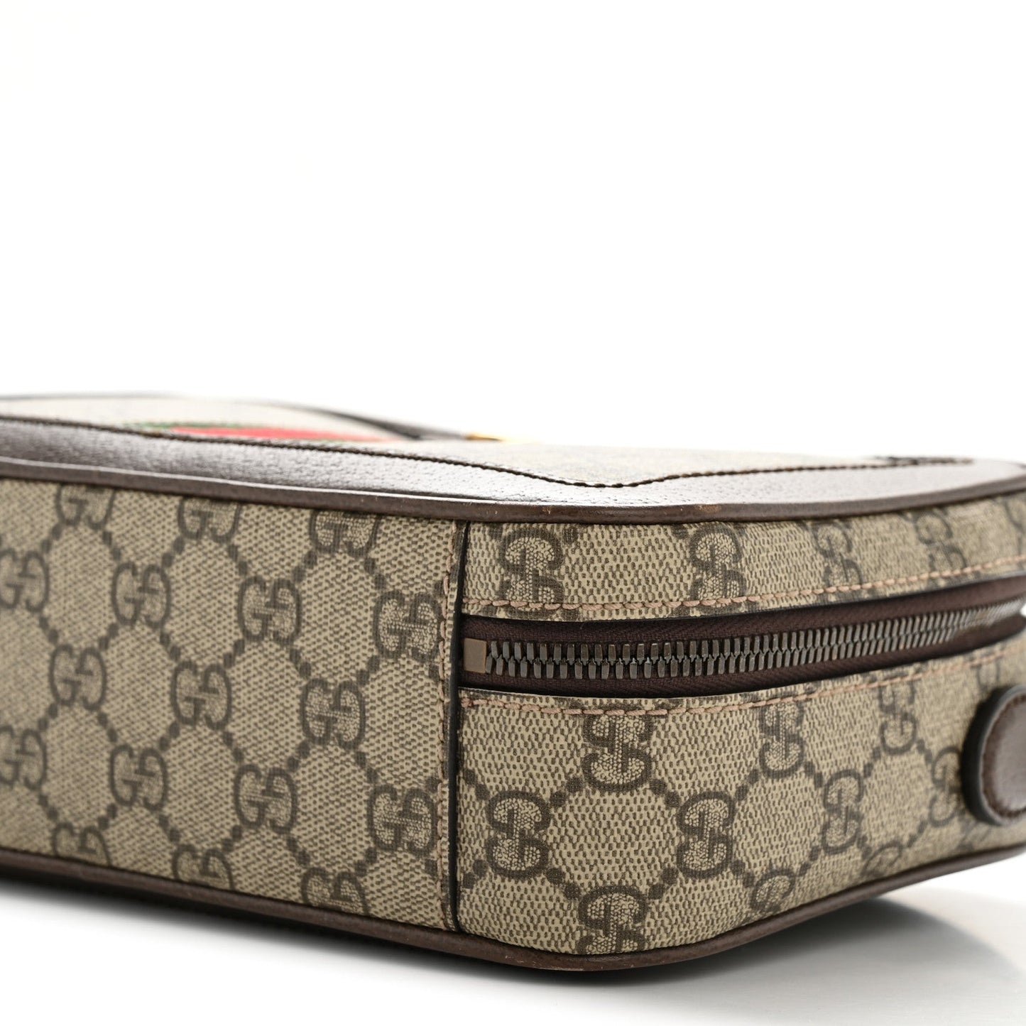 GG Supreme Monogram Web Small Ophidia Top Handle Shoulder Bag Brown