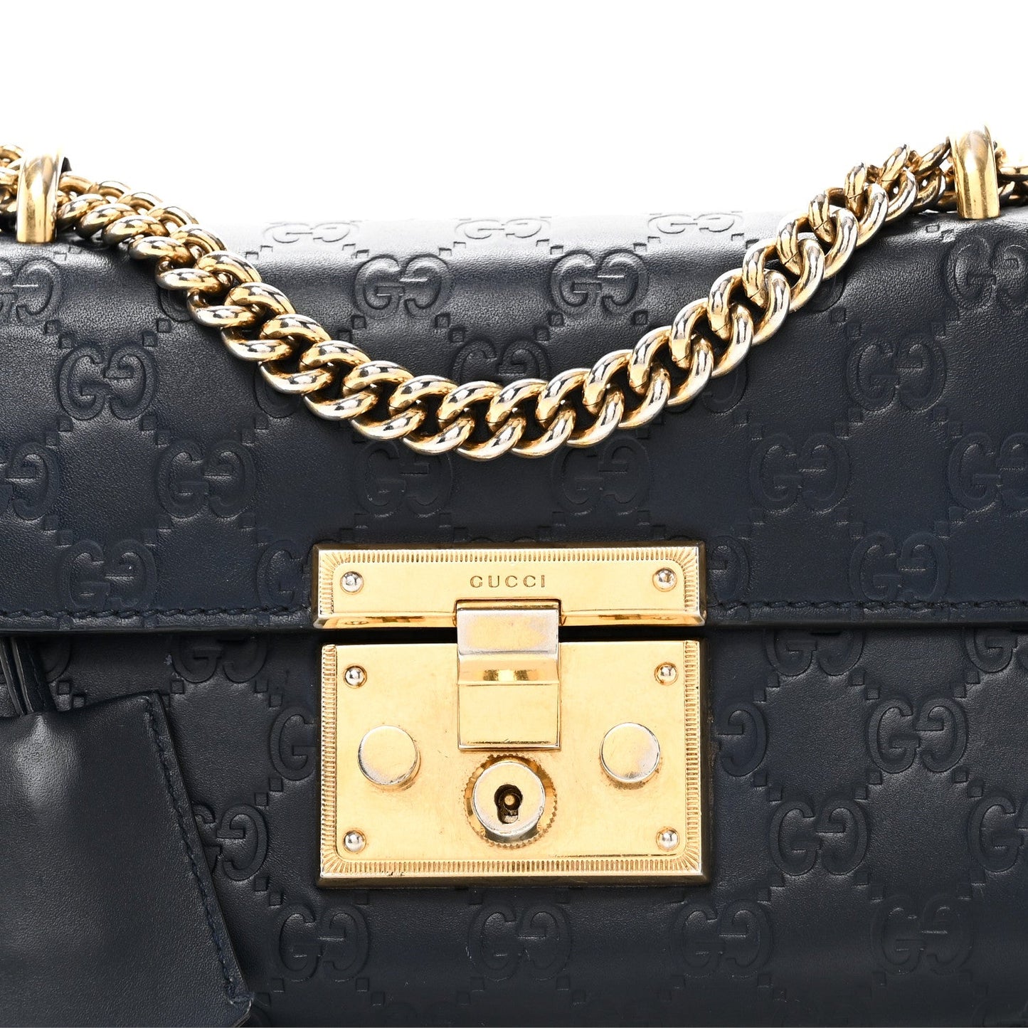 Guccissima Small Padlock Shoulder Bag Blue Agata
