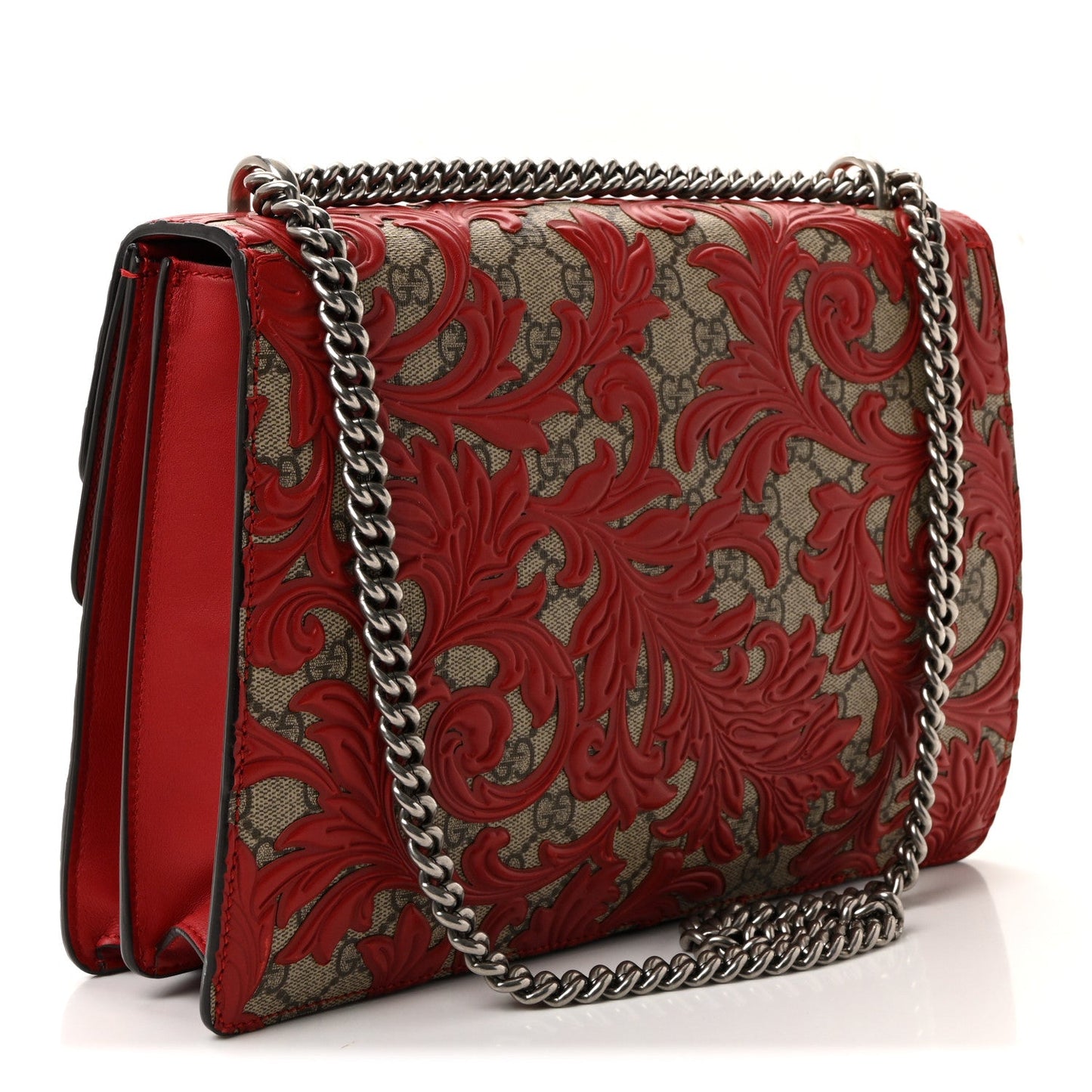 GG Supreme Monogram Arabesque Medium Dionysus Shoulder Bag Hibiscus Red