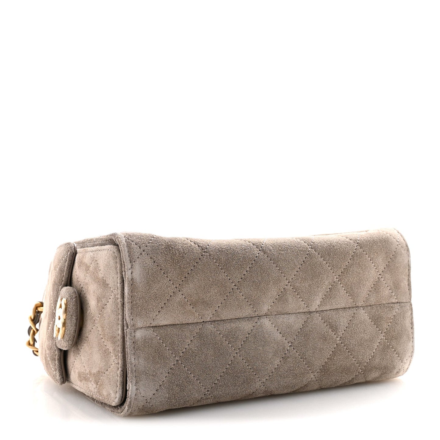 Suede Quilted Mini Chanel 25 Handbag Dark Grey