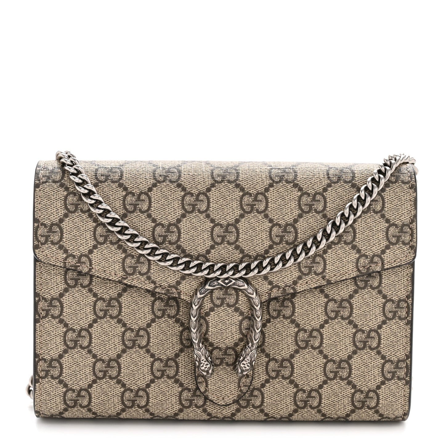 GG Supreme Monogram Mini Dionysus Chain Wallet Beige Taupe
