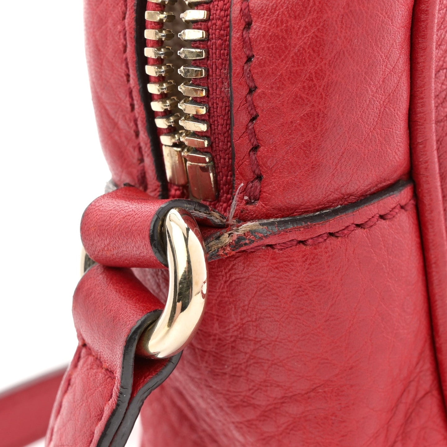 Pebbled Calfskin Small Soho Disco Bag Vibrant Red