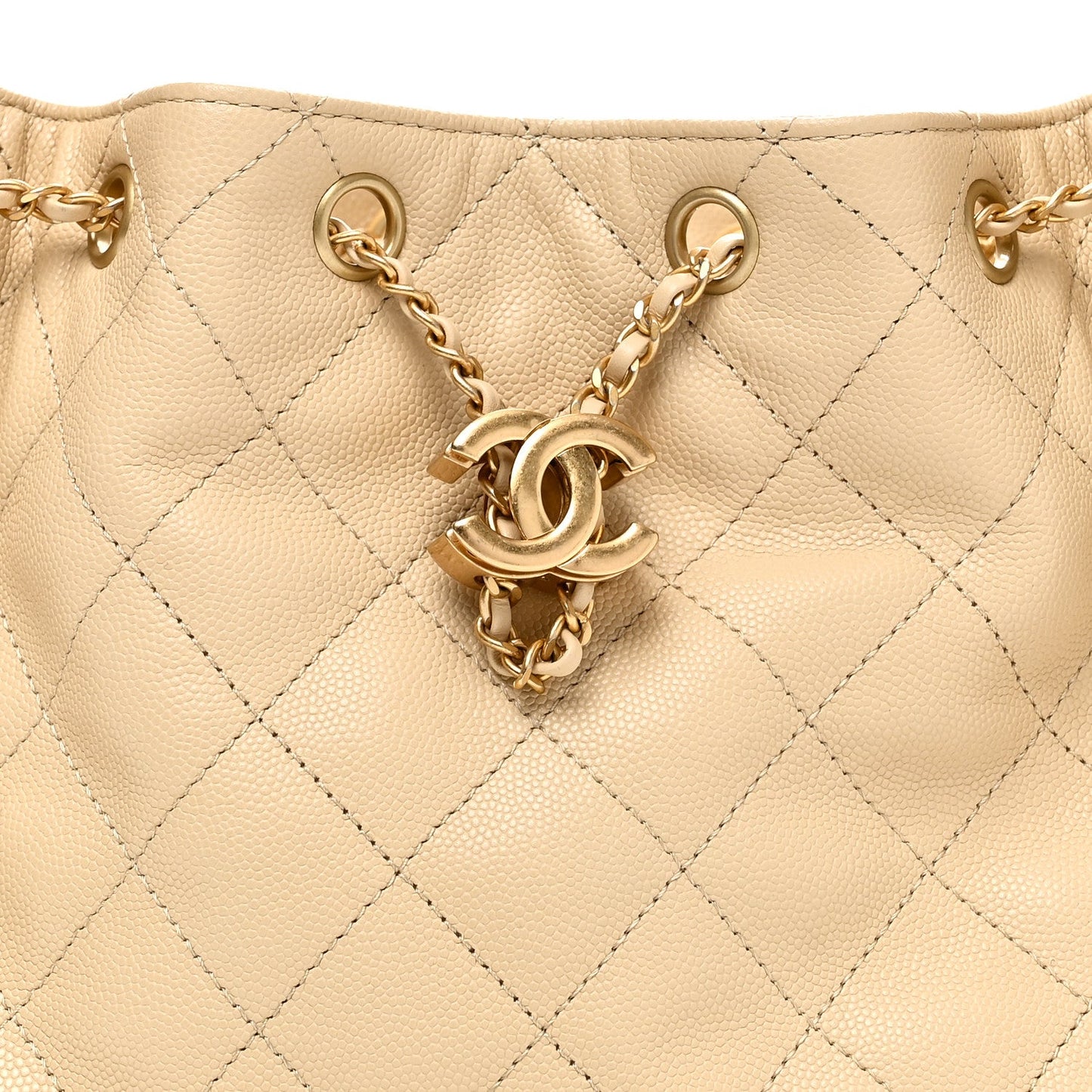 Caviar Quilted Small Chanel 25 Handbag Light Beige