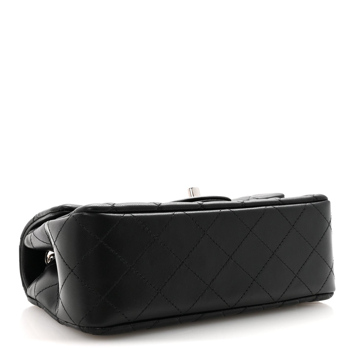 Lambskin Quilted Mini Rectangular Flap Black