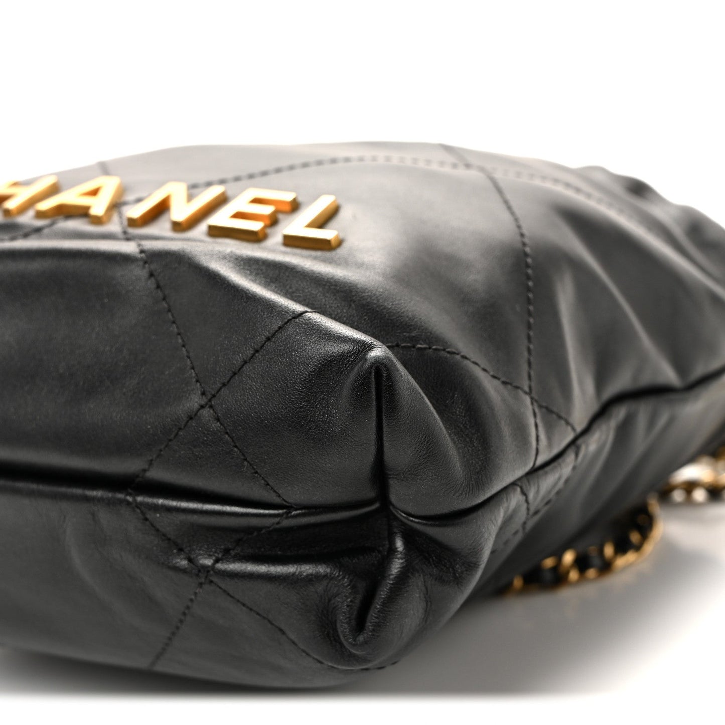 Shiny Calfskin Quilted Mini Chanel 22 Black
