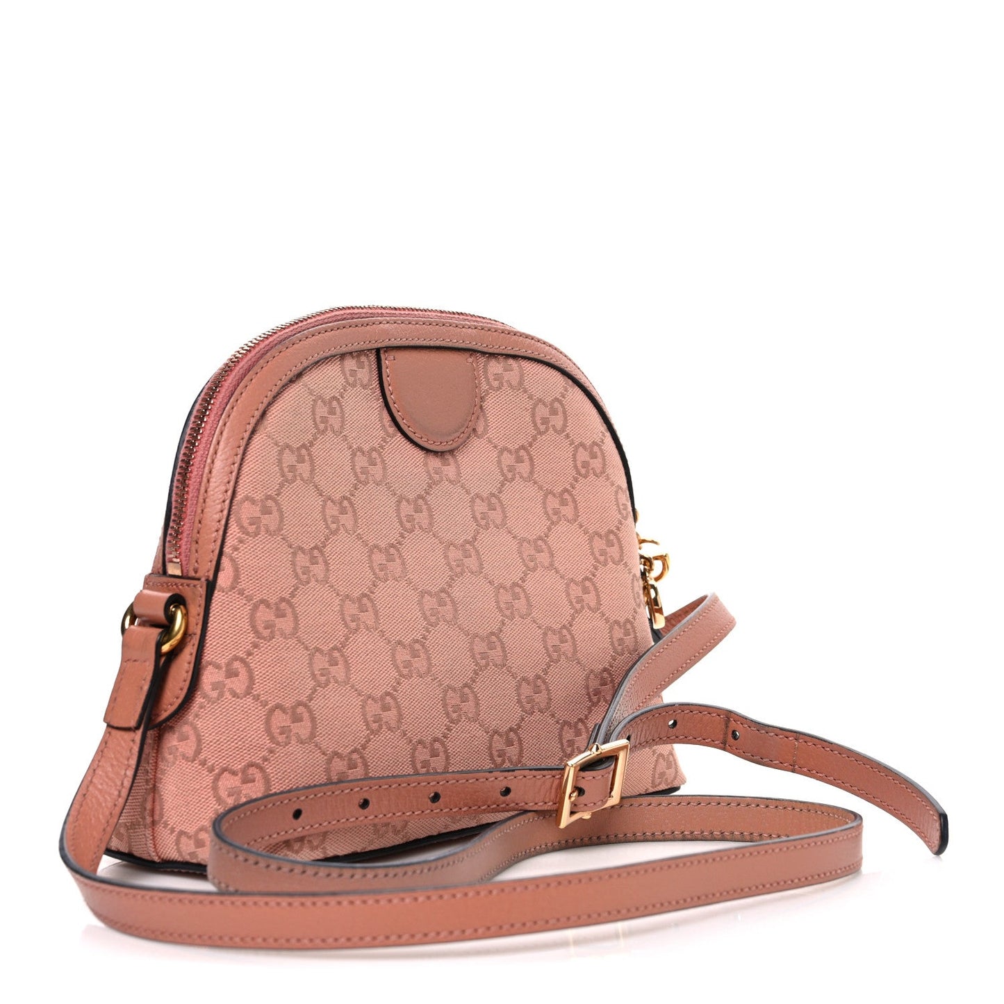 Monogram Textured Dollar Calfskin Small Ophidia Dome Shoulder Bag Cloche Rose Pink
