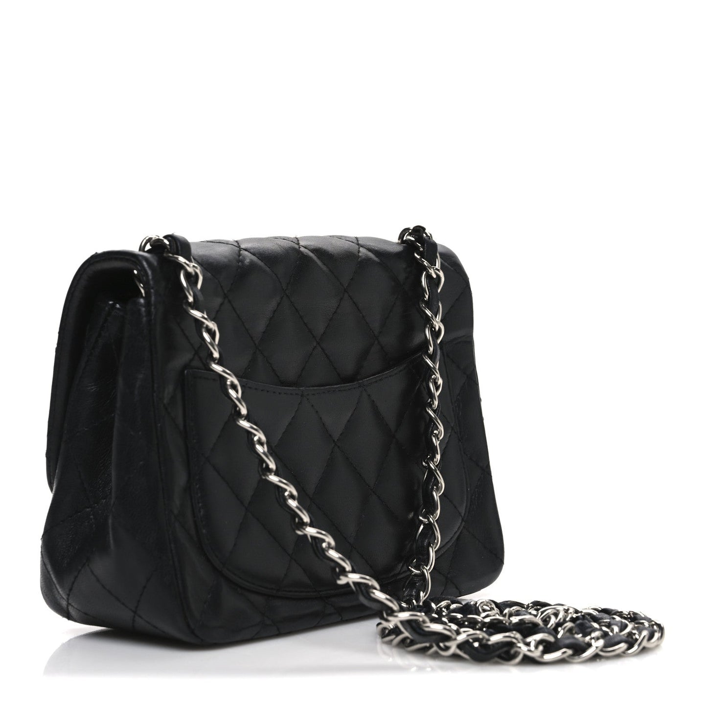 Lambskin Quilted Mini Square Flap Black