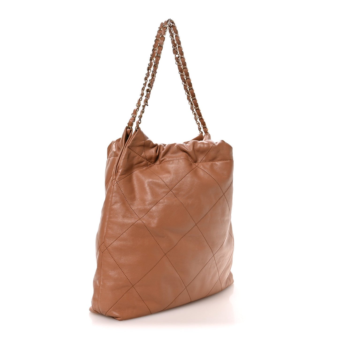 Shiny Calfskin Quilted Chanel 22 Camel
