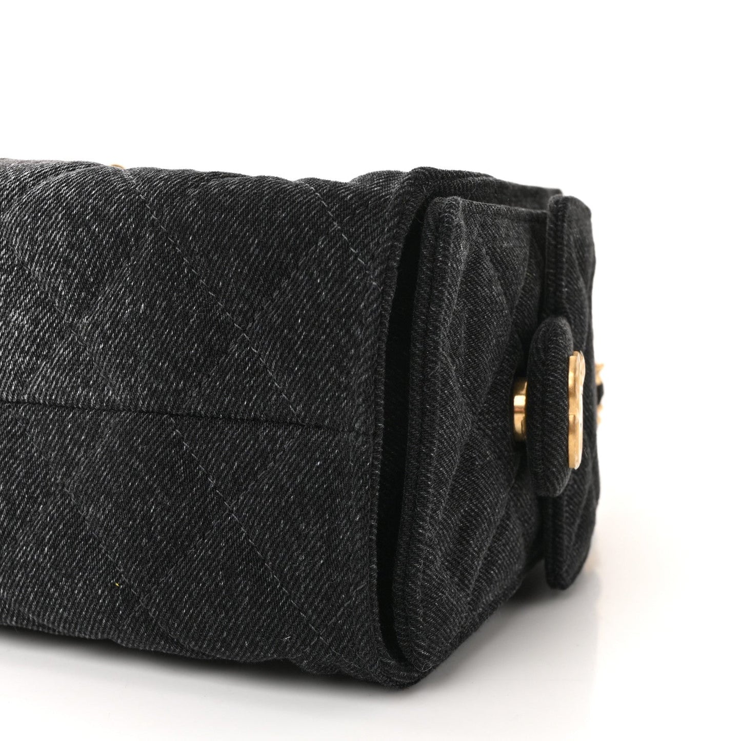 Washed Denim Quilted Mini Chanel 25 Handbag Black