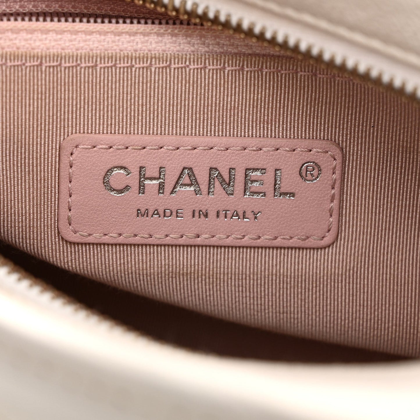 Patent Goatskin Quilted Small Gabrielle Hobo White