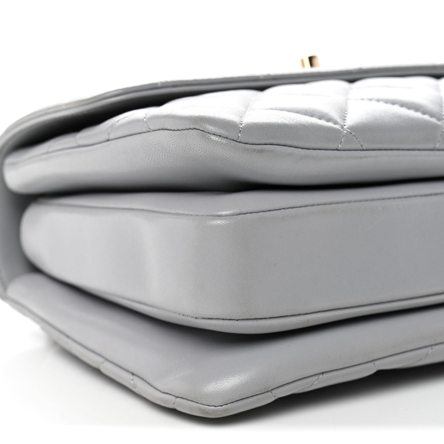 Lambskin Quilted Small Trendy CC Flap Dual Handle Bag Grey