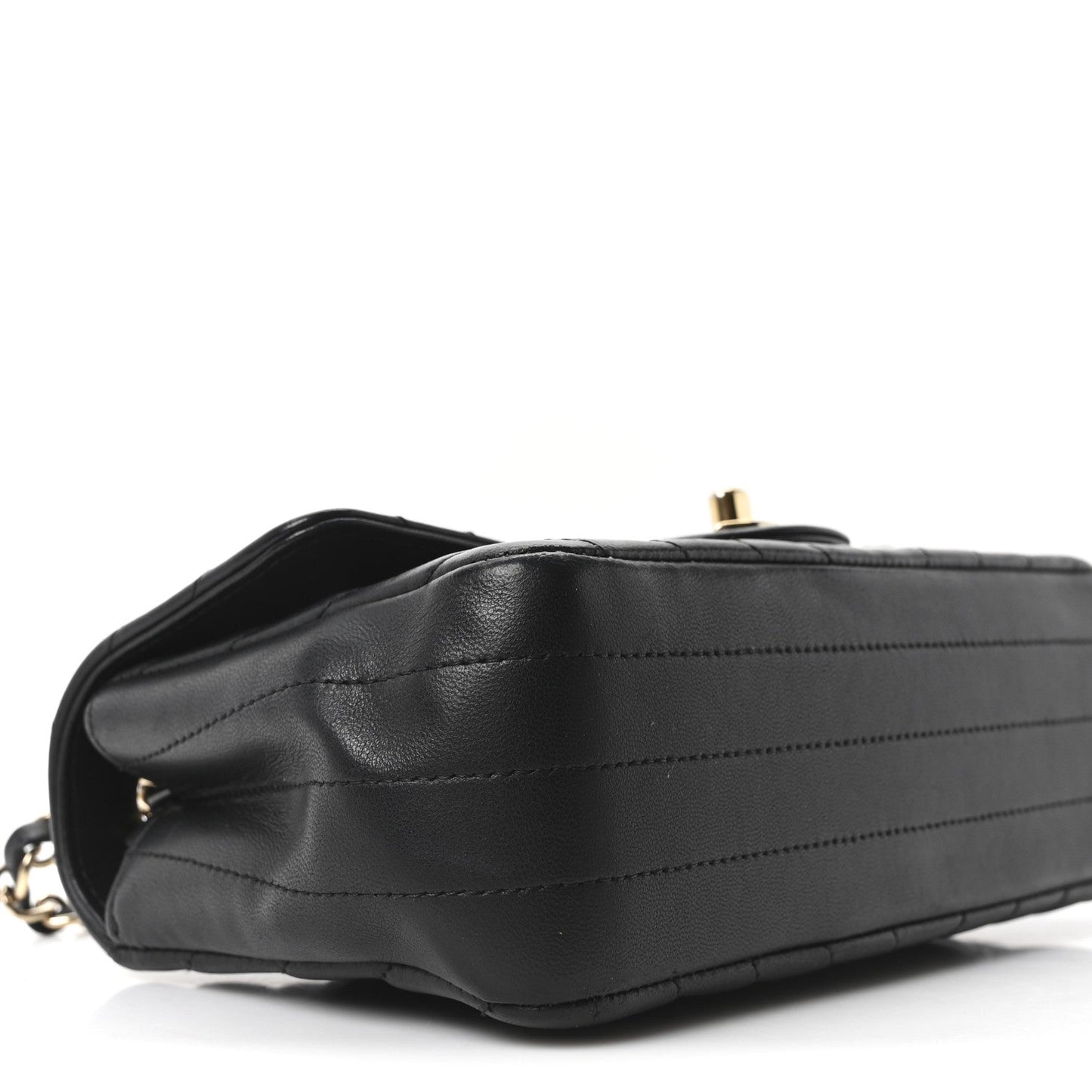 Lambskin Chevron Quilted Mini Rectangular Flap Black