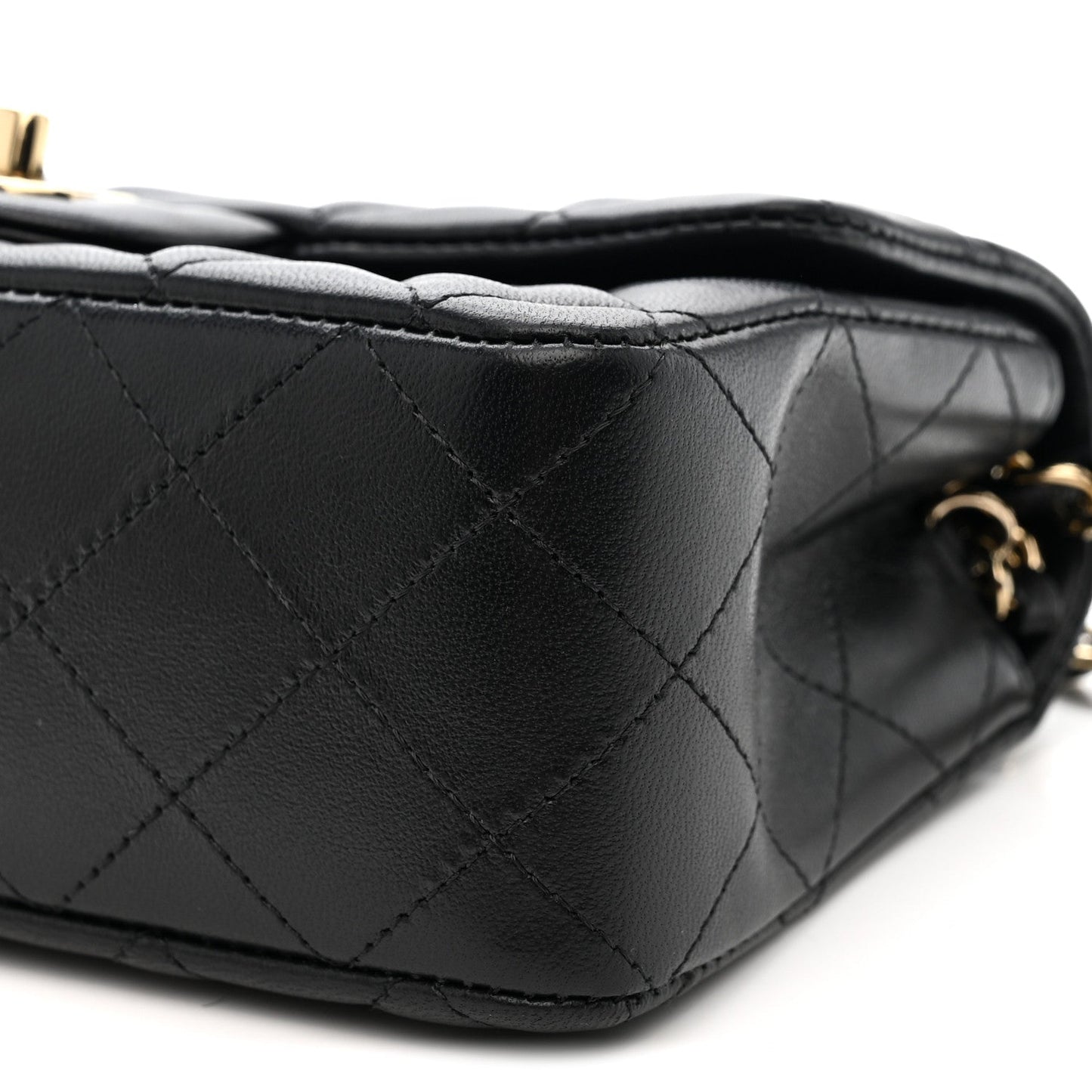 Lambskin Quilted Mini Rectangular Flap Black