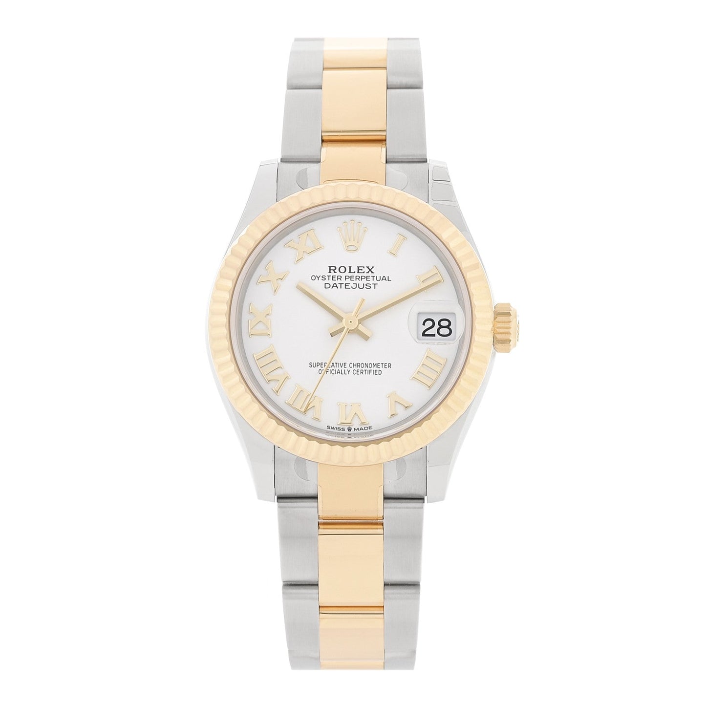 Stainless Steel 18K Yellow Gold 31mm Oyster Perpetual Datejust Watch White Roman 278273