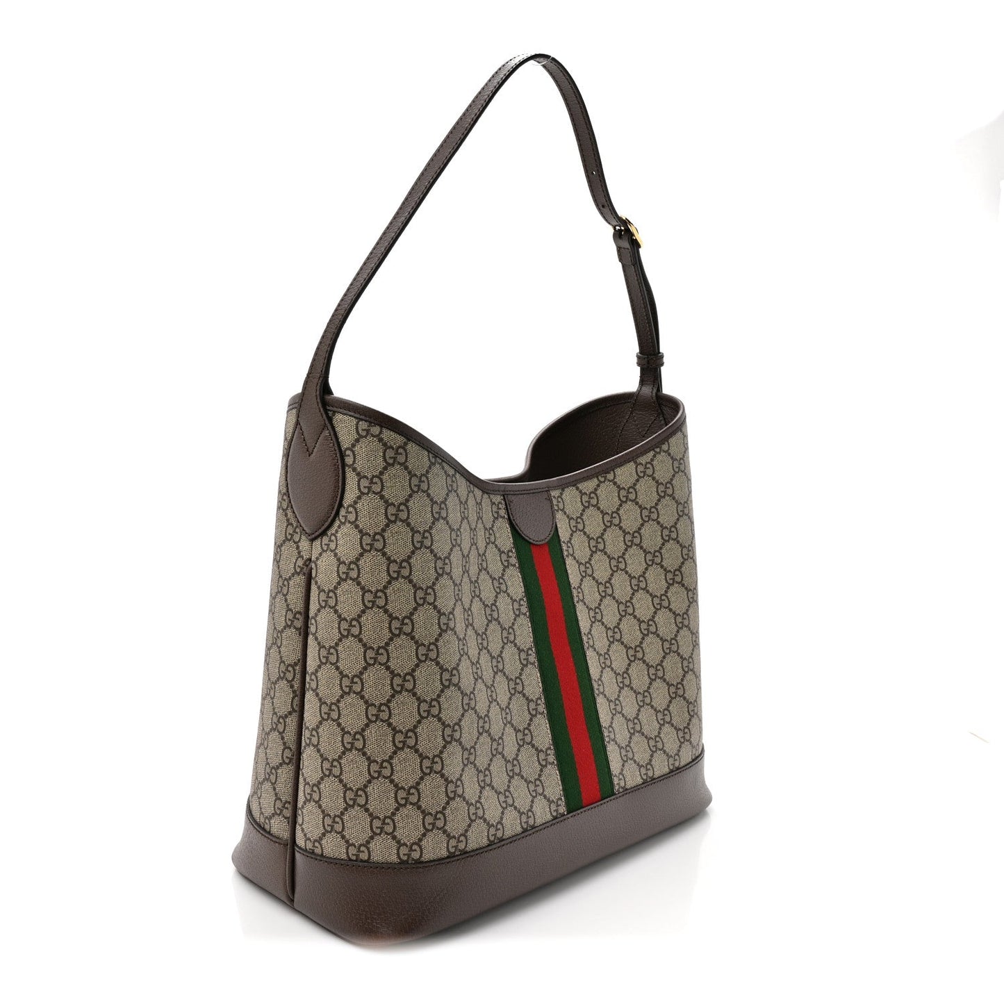 GG Supreme Monogram Textured Dollar Calfskin Web Large Ophidia Bucket Shoulder Bag Beige Ebony New Acero