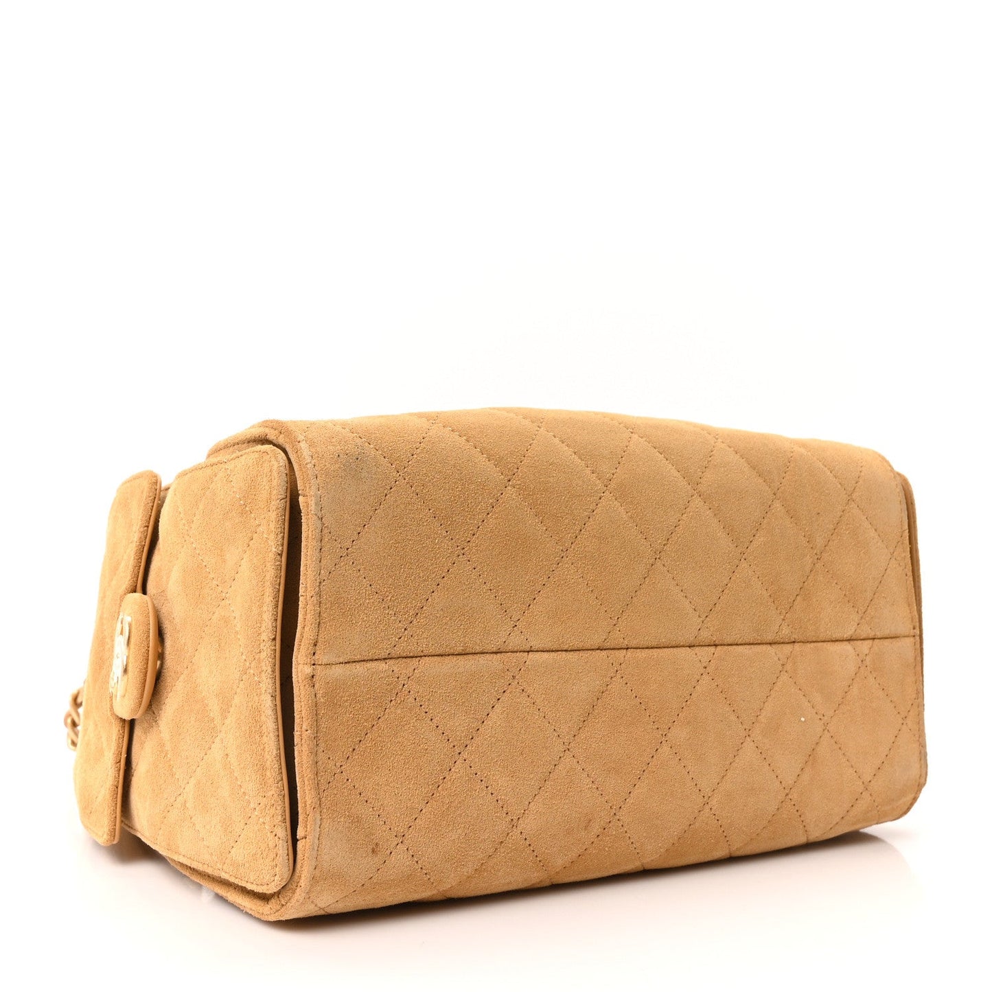 Suede Quilted Small Chanel 25 Handbag Beige