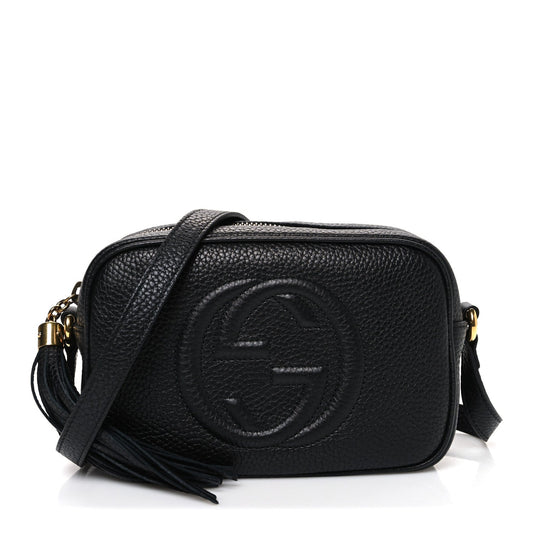 Pebbled Calfskin Mini Soho Disco Bag Black