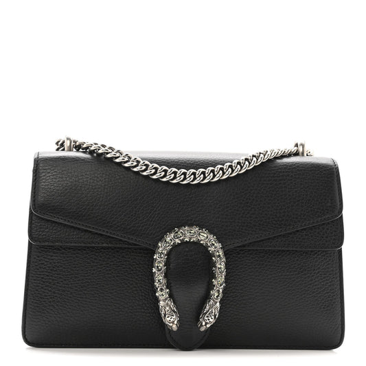 Pebbled Calfskin Small Dionysus Shoulder Bag Black