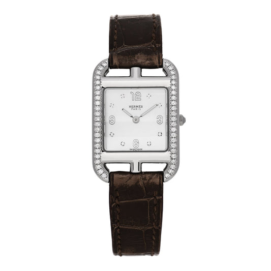Stainless Steel Alligator Diamond Bezel Mother of Pearl 23mm Cape Cod Quartz Watch Gris Elephant