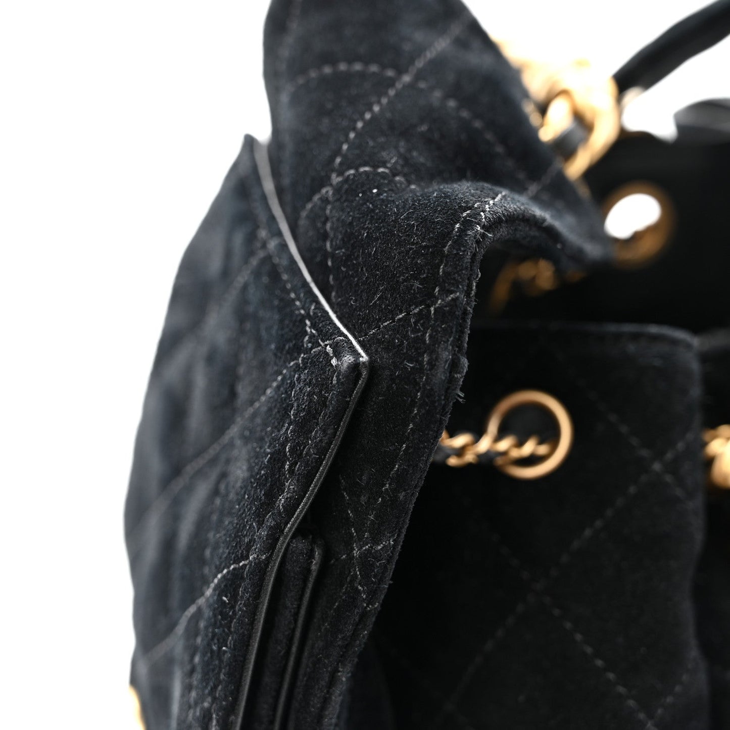 Suede Quilted Small Chanel 25 Handbag Black