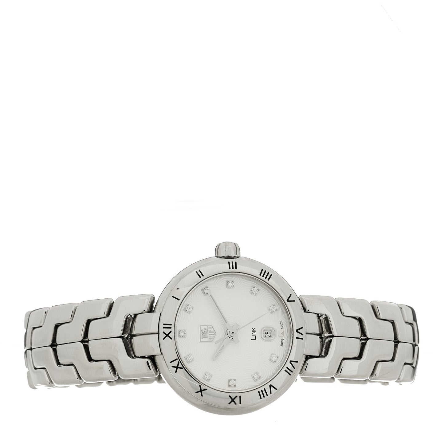 Stainless Steel Diamond 29mm Link Lady Quartz Watch Silver WAT1411