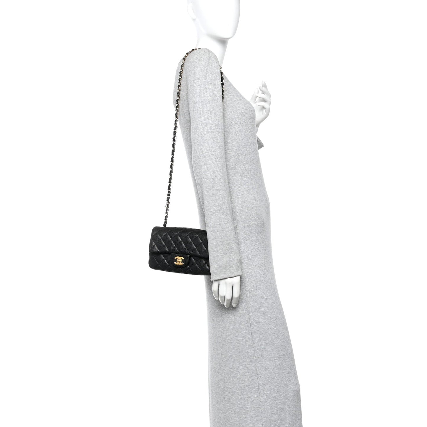 Caviar Quilted Mini Rectangular Flap Black