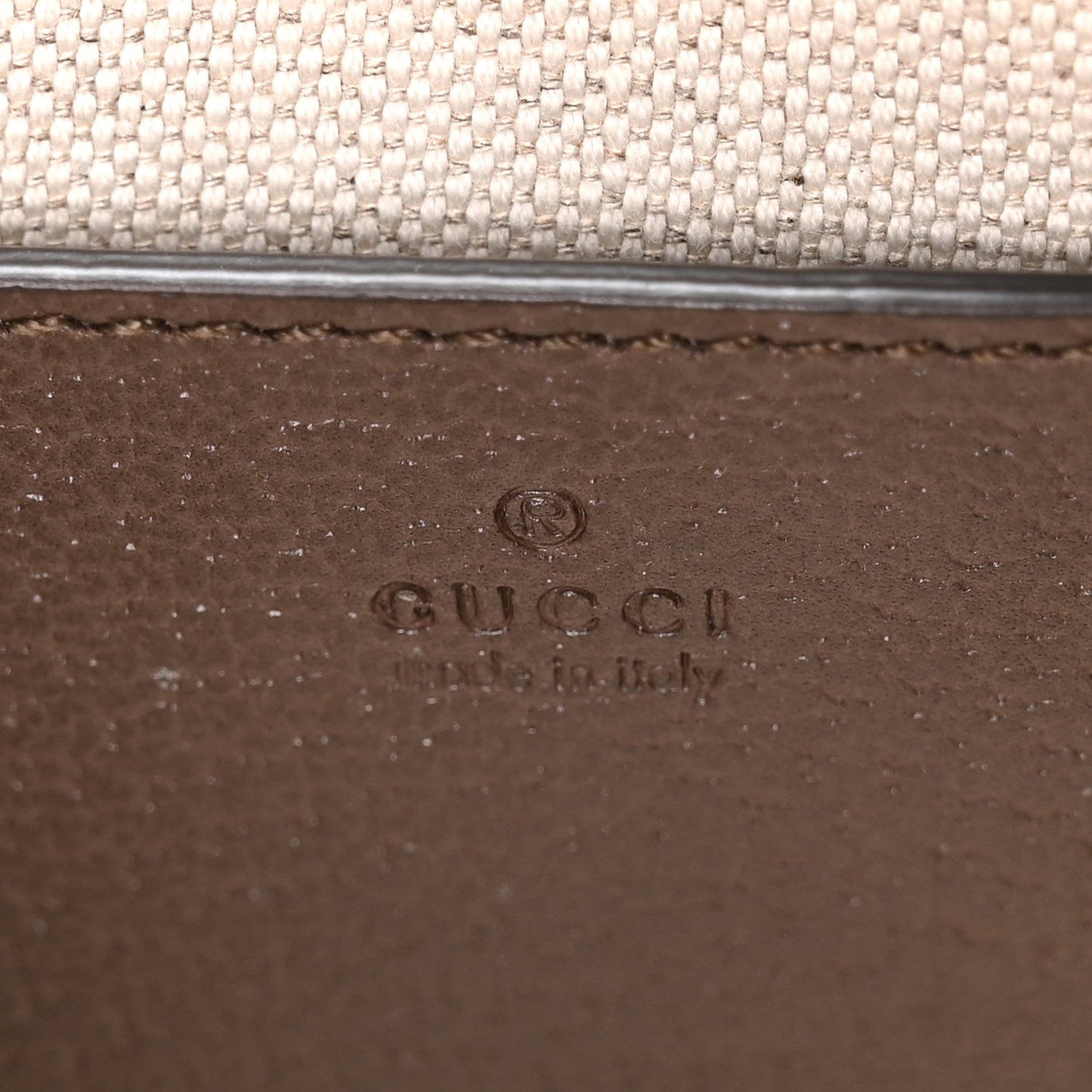 GG Supreme Monogram Textured Dollar Calfskin Mini Ophidia Chain Bag Beige Ebony