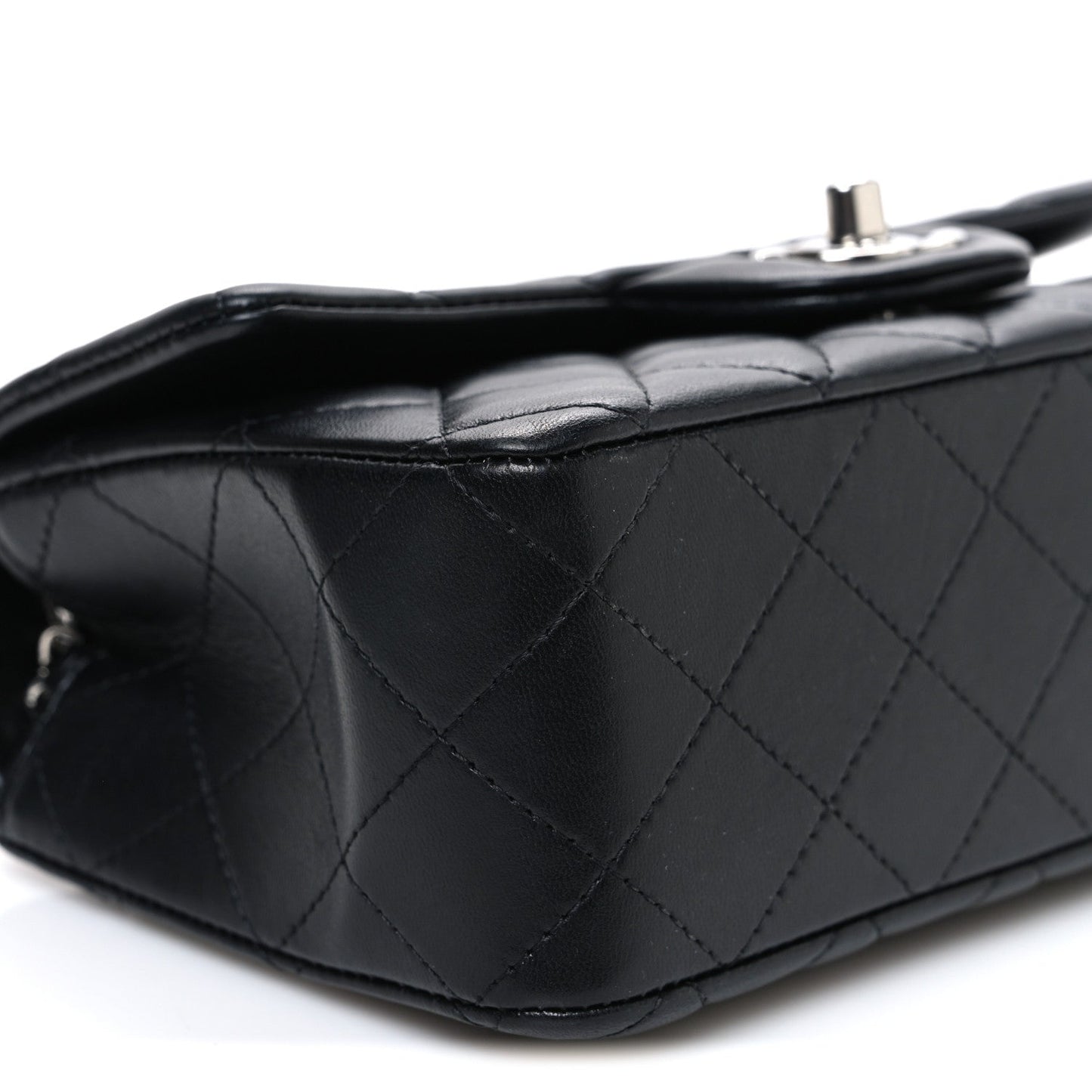 Lambskin Quilted Mini Rectangular Flap Black