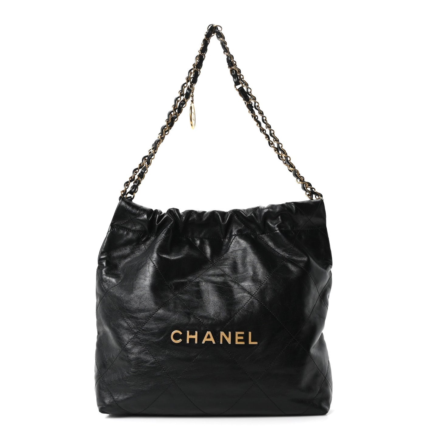 Shiny Calfskin Quilted Small Chanel 22 Black
