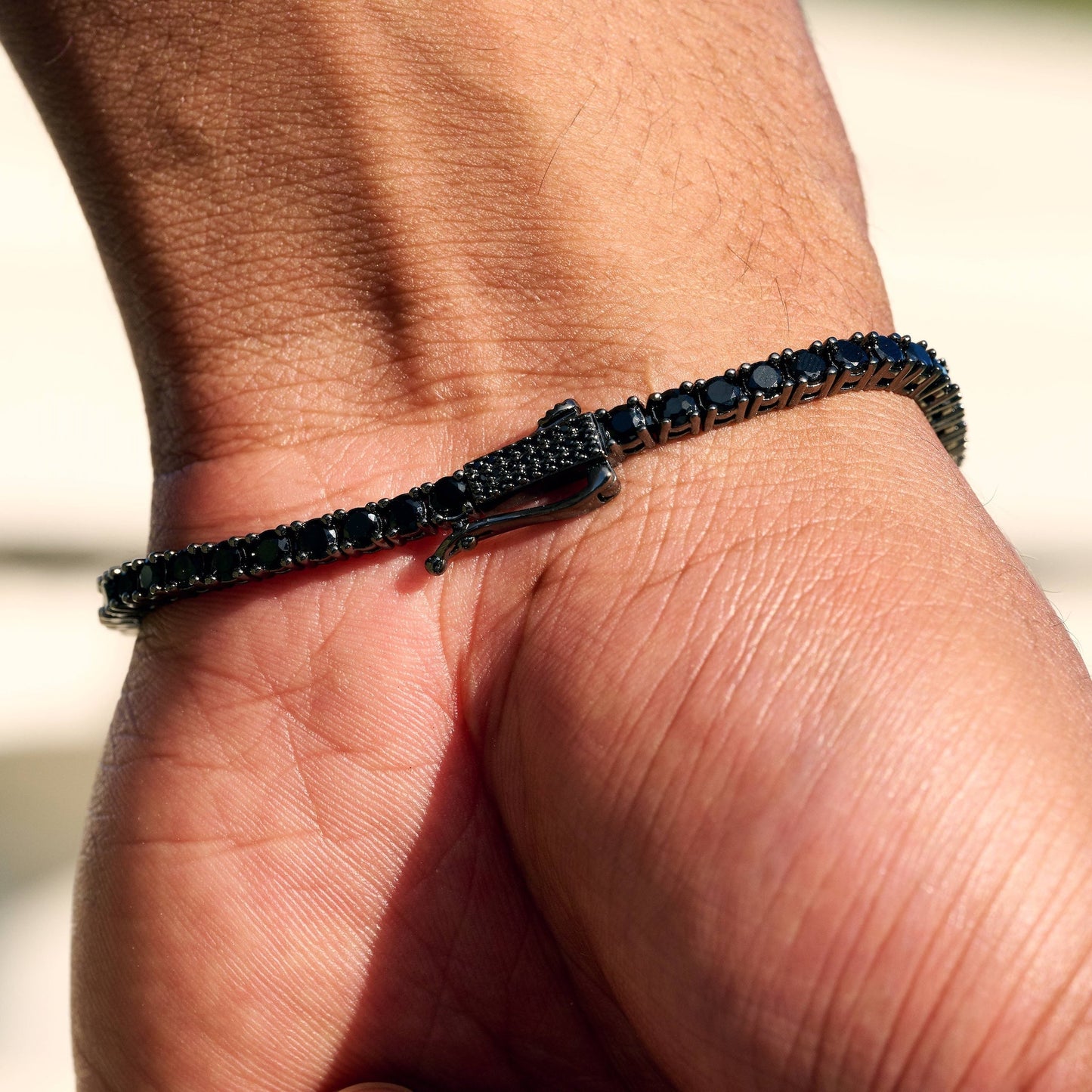 Black Diamond Tennis Chain Bracelet in Black - 3mm